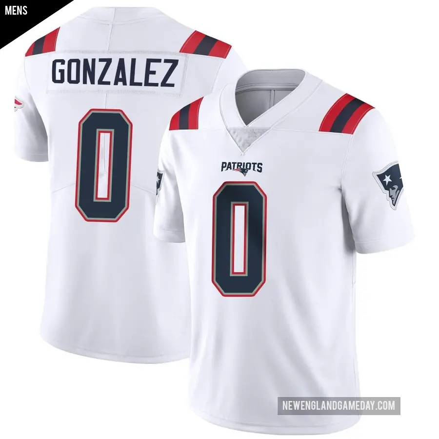 Men's New England Patriots ＃0 Christian Gonzalez White Limited Vapor Untouchable Jersey