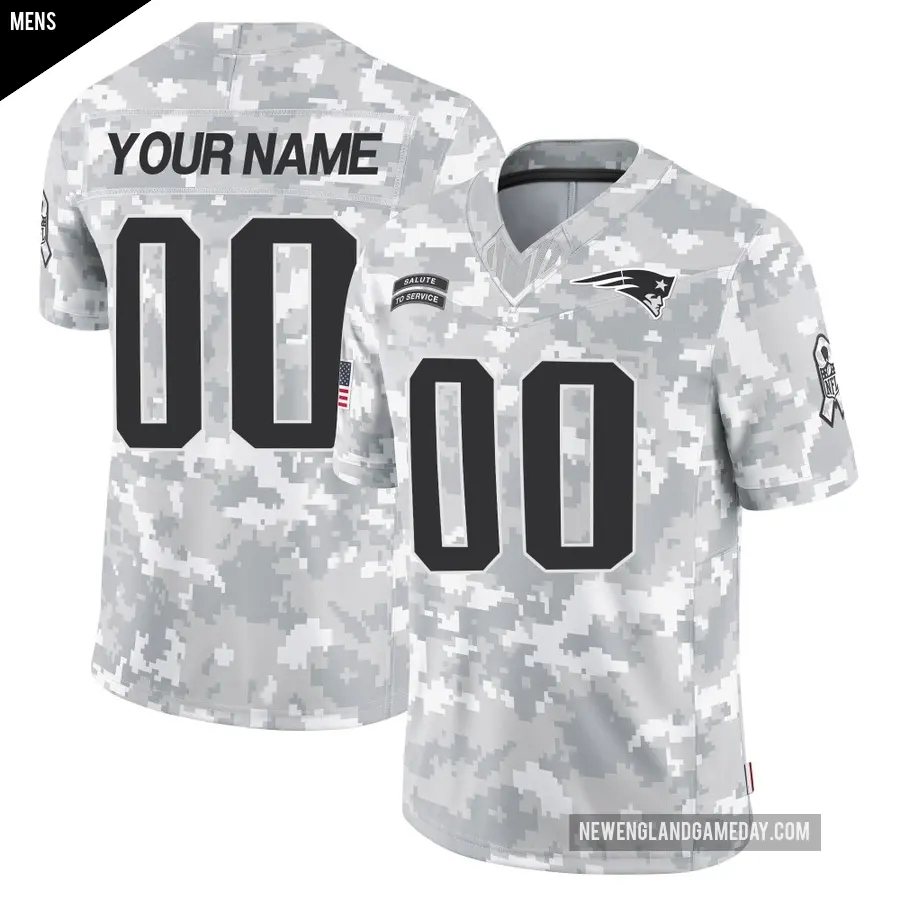 Men's New England Patriots ＃00 Custom Arctic Camo Limited 2024 Salute to Service Jersey
