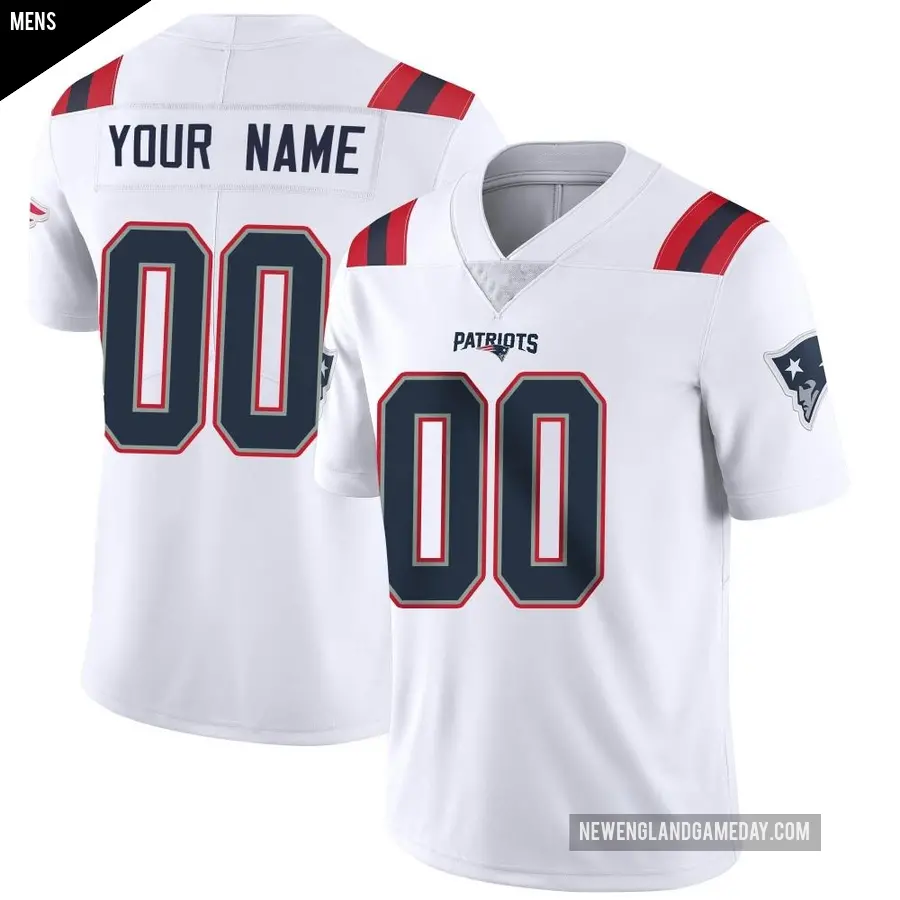Men's New England Patriots ＃00 Custom White Limited Vapor Untouchable Jersey