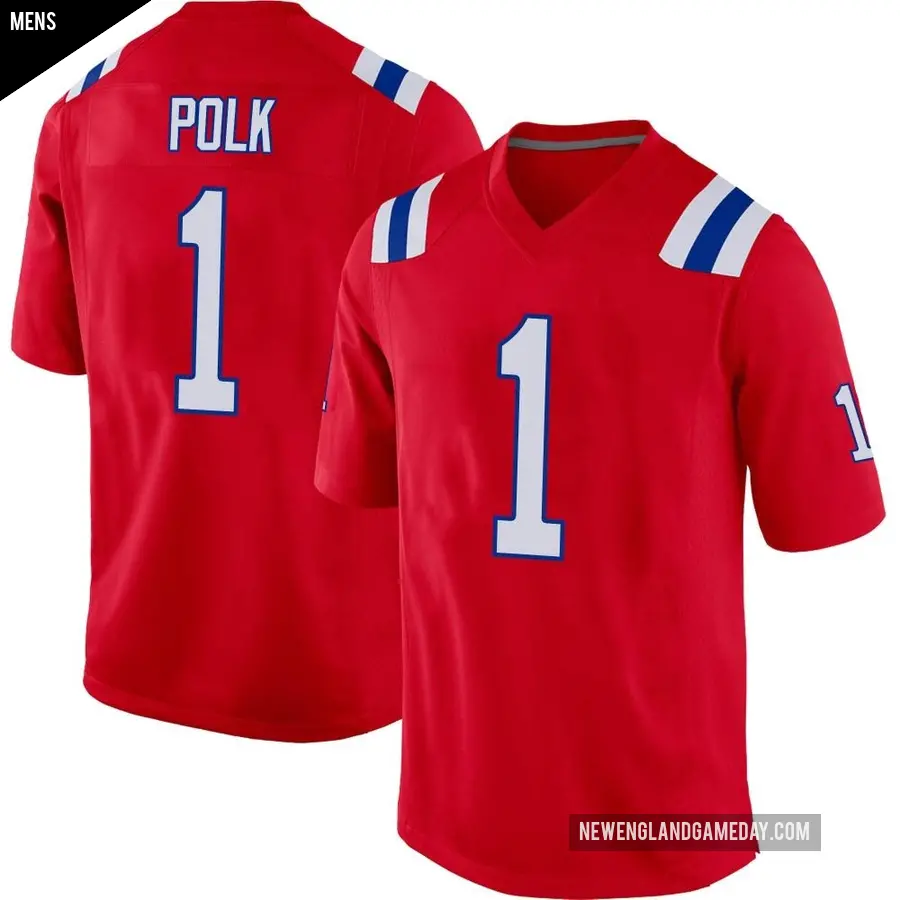 Men's New England Patriots ＃1 Ja'Lynn Polk Red Game Alternate Jersey