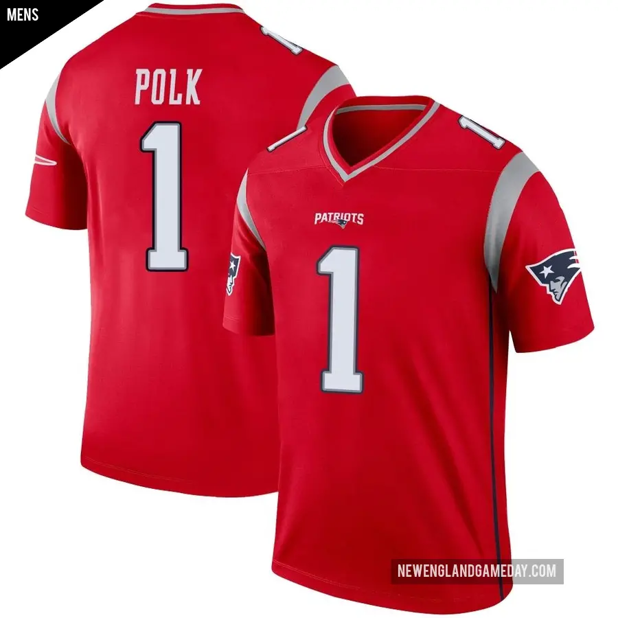 Men's New England Patriots ＃1 Ja'Lynn Polk Red Legend Inverted Jersey