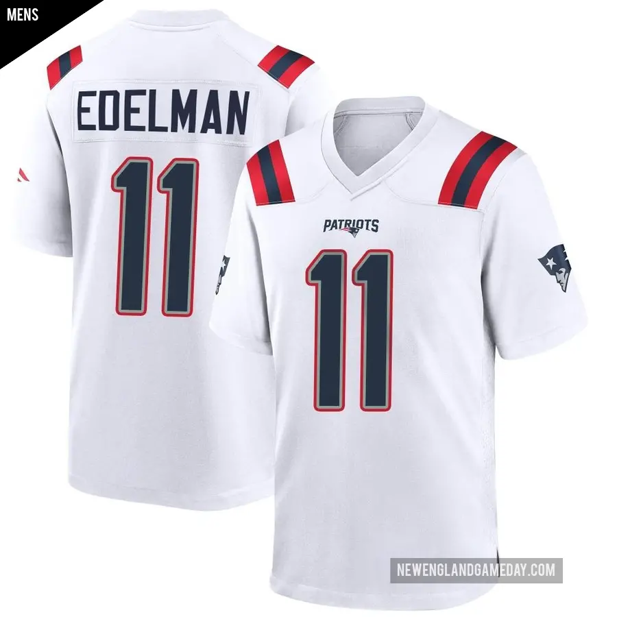 Men's New England Patriots ＃11 Julian Edelman White Game Jersey