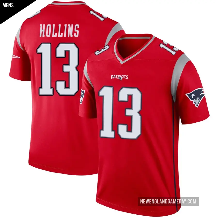 Men's New England Patriots ＃13 Mack Hollins Red Legend Inverted Jersey