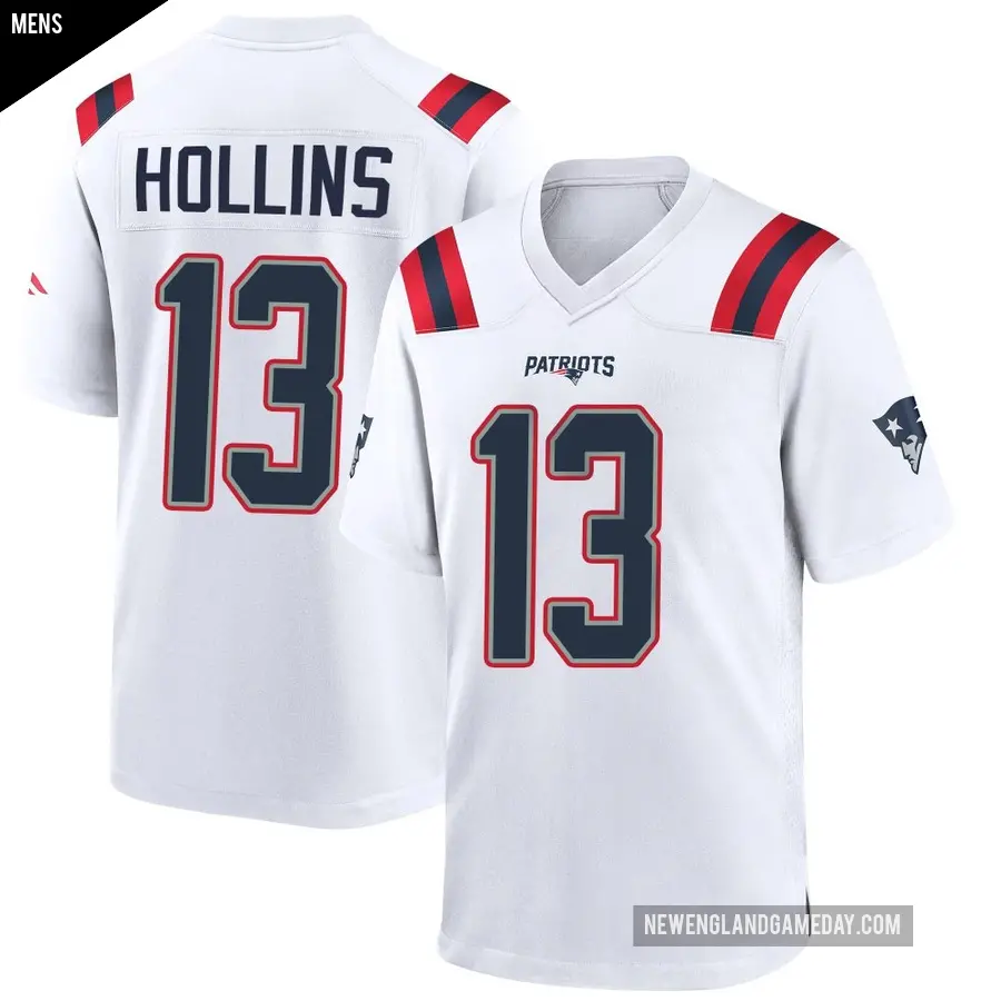 Men's New England Patriots ＃13 Mack Hollins White Game Jersey