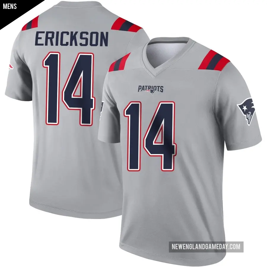 Men's New England Patriots ＃14 Alex Erickson Gray Legend Inverted Jersey