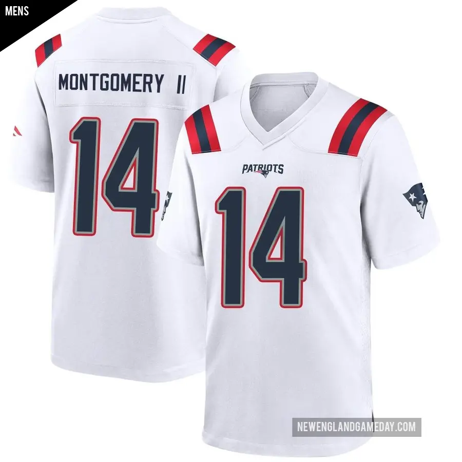 Men's New England Patriots ＃14 Ty Montgomery II White Game Jersey