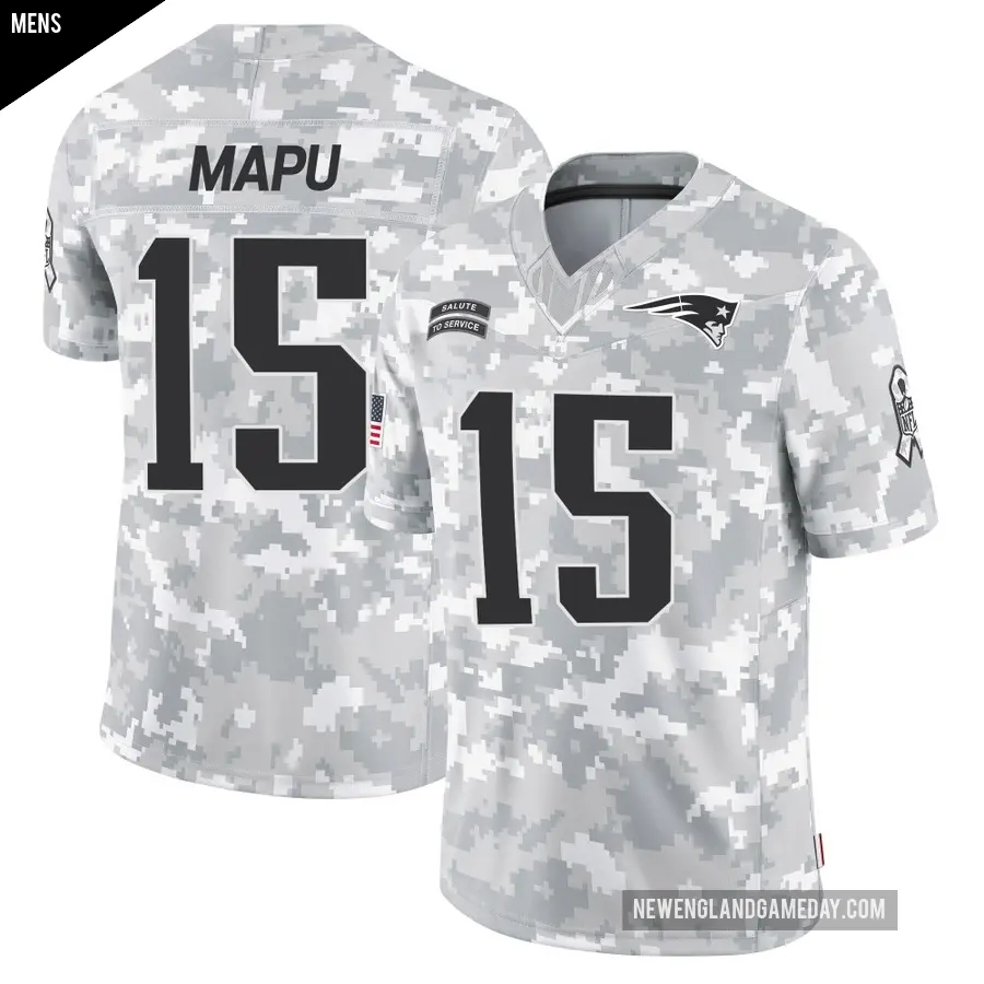 Men's New England Patriots ＃15 Marte Mapu Arctic Camo Limited 2024 Salute to Service Jersey