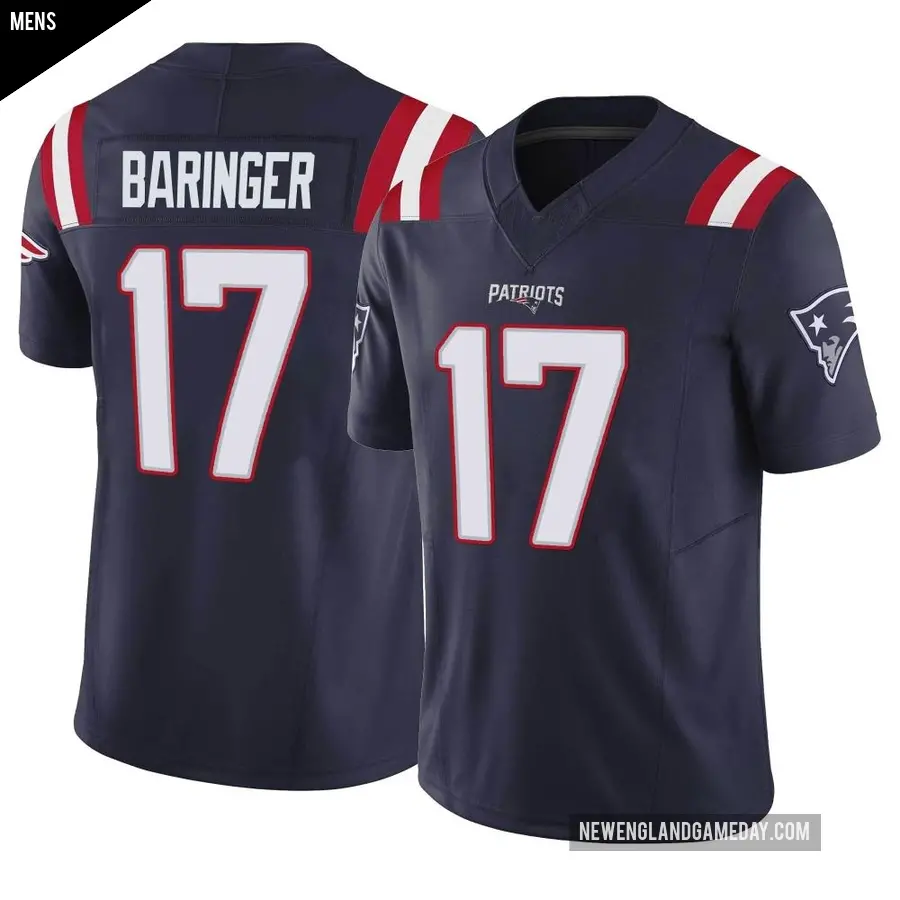 Men's New England Patriots ＃17 Bryce Baringer Navy Limited Vapor F.U.S.E. Jersey