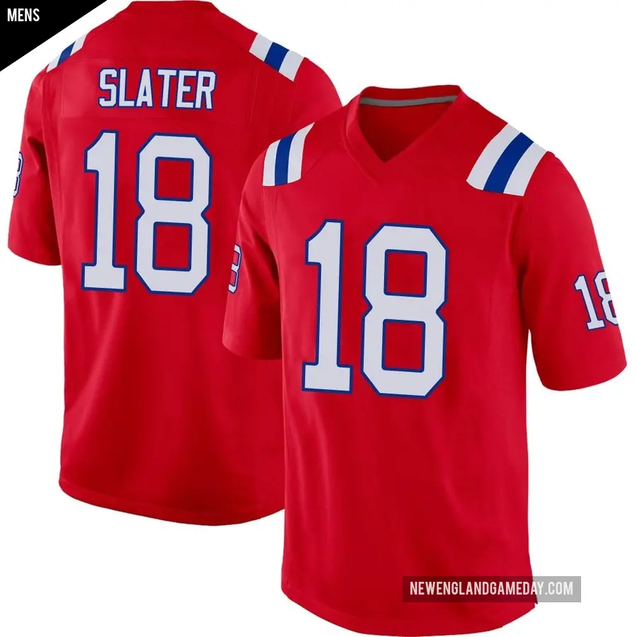 Men's New England Patriots ＃18 Matthew Slater Red Game Alternate Jersey