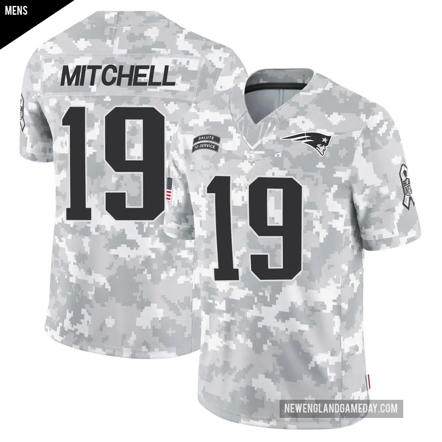 Men's New England Patriots ＃19 Malcolm Mitchell Arctic Camo Limited 2024 Salute to Service Jersey