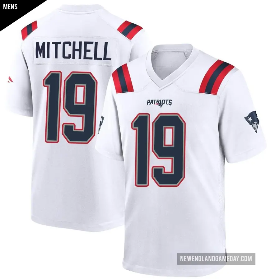 Men's New England Patriots ＃19 Malcolm Mitchell White Game Jersey