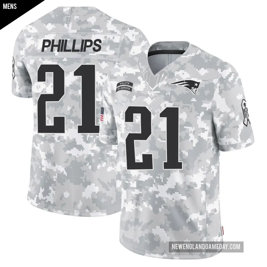 Men's New England Patriots ＃21 Adrian Phillips Arctic Camo Limited 2024 Salute to Service Jersey