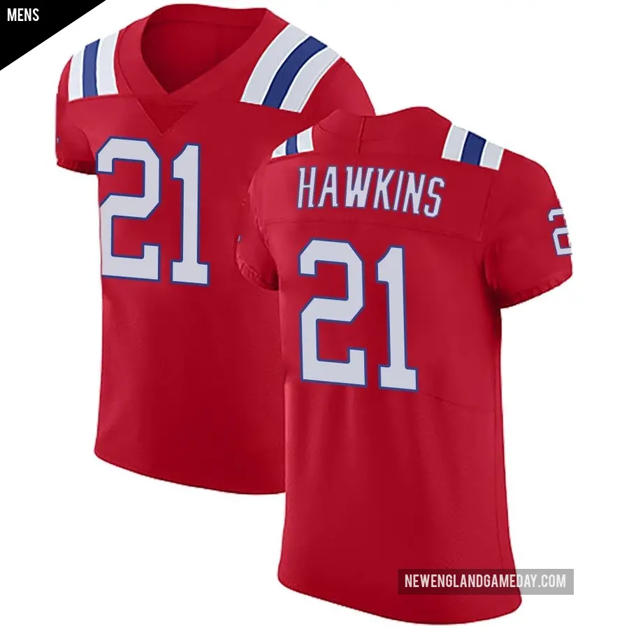 Men's New England Patriots ＃21 Jaylinn Hawkins Red Elite Vapor Untouchable Alternate Jersey