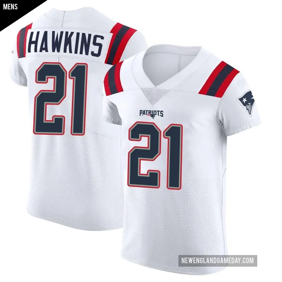 Men's New England Patriots ＃21 Jaylinn Hawkins White Elite Vapor Untouchable Jersey