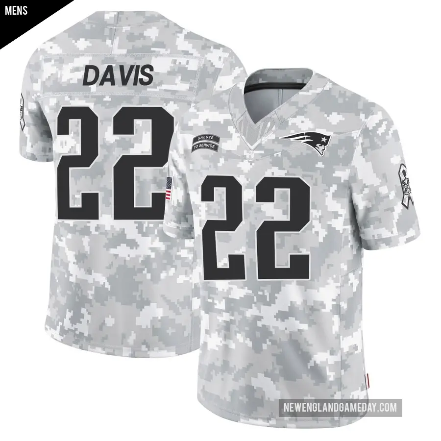 Men's New England Patriots ＃22 Cody Davis Arctic Camo Limited 2024 Salute to Service Jersey