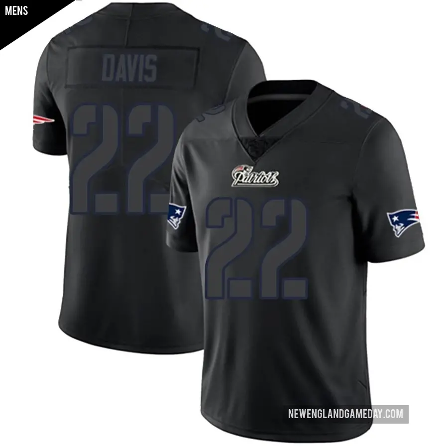 Men's New England Patriots ＃22 Cody Davis Black Impact Limited Jersey
