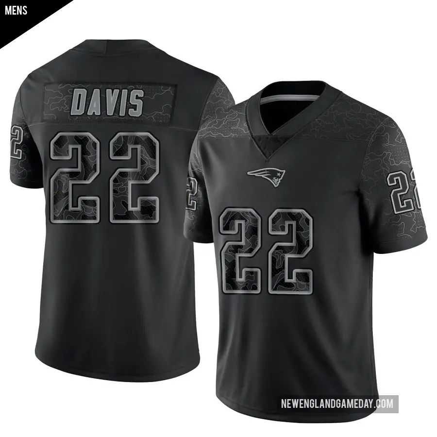 Men's New England Patriots ＃22 Cody Davis Black Limited Reflective Jersey