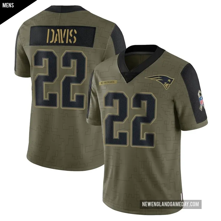 Men's New England Patriots ＃22 Cody Davis Olive Limited 2021 Salute To Service Jersey