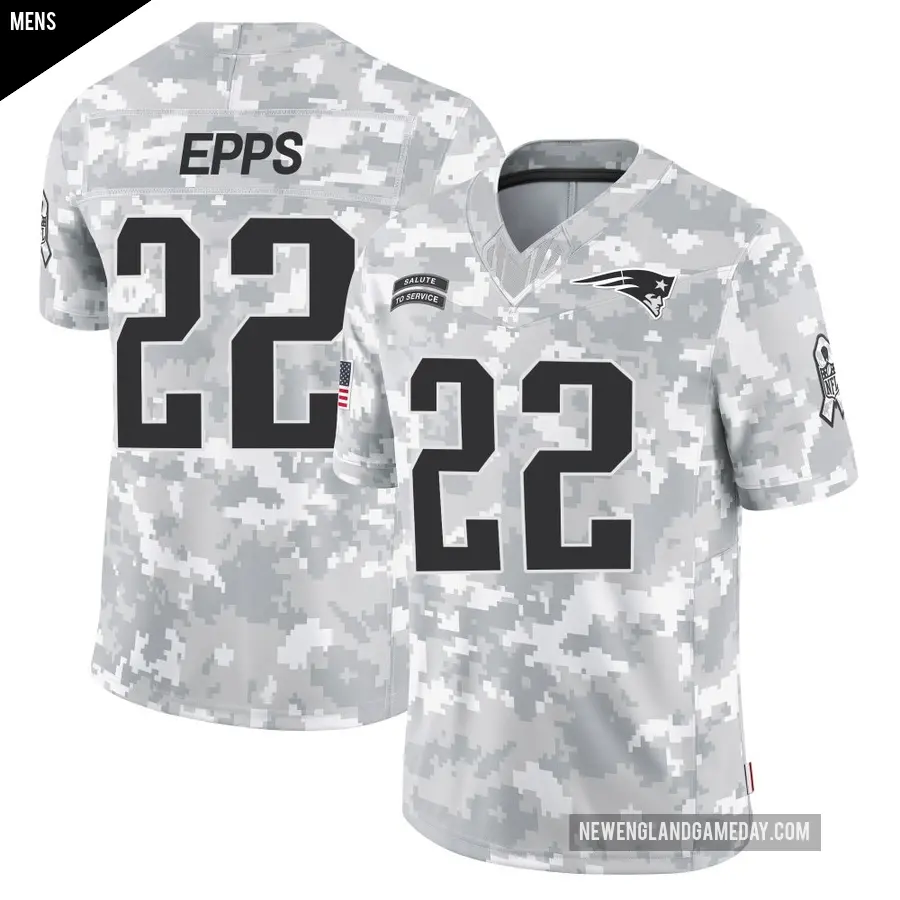 Men's New England Patriots ＃22 Marcus Epps Arctic Camo Limited 2024 Salute to Service Jersey