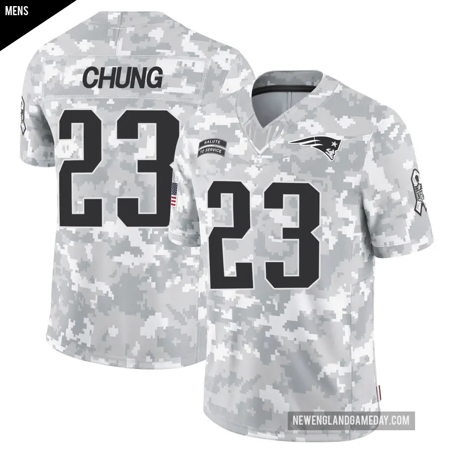 Men's New England Patriots ＃23 Patrick Chung Arctic Camo Limited 2024 Salute to Service Jersey