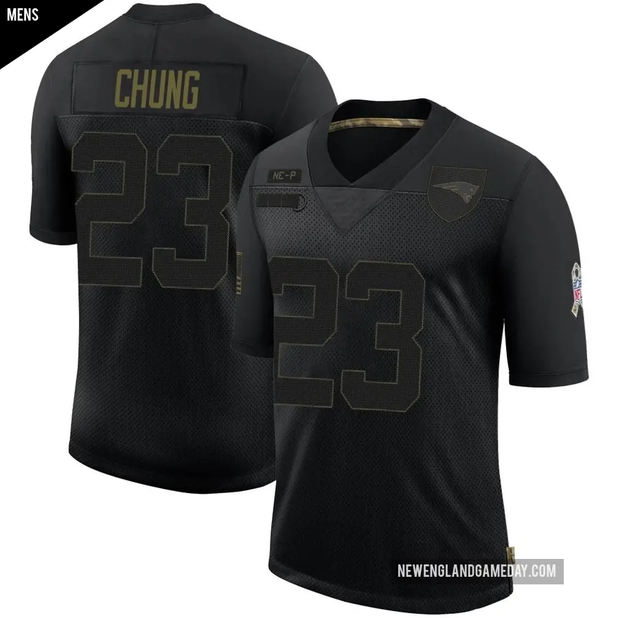 Men's New England Patriots ＃23 Patrick Chung Black Limited 2020 Salute To Service Jersey