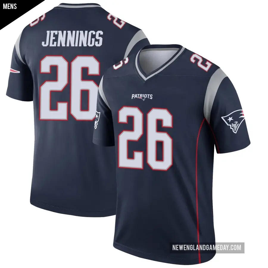 Men's New England Patriots ＃26 Terrell Jennings Navy Legend Jersey