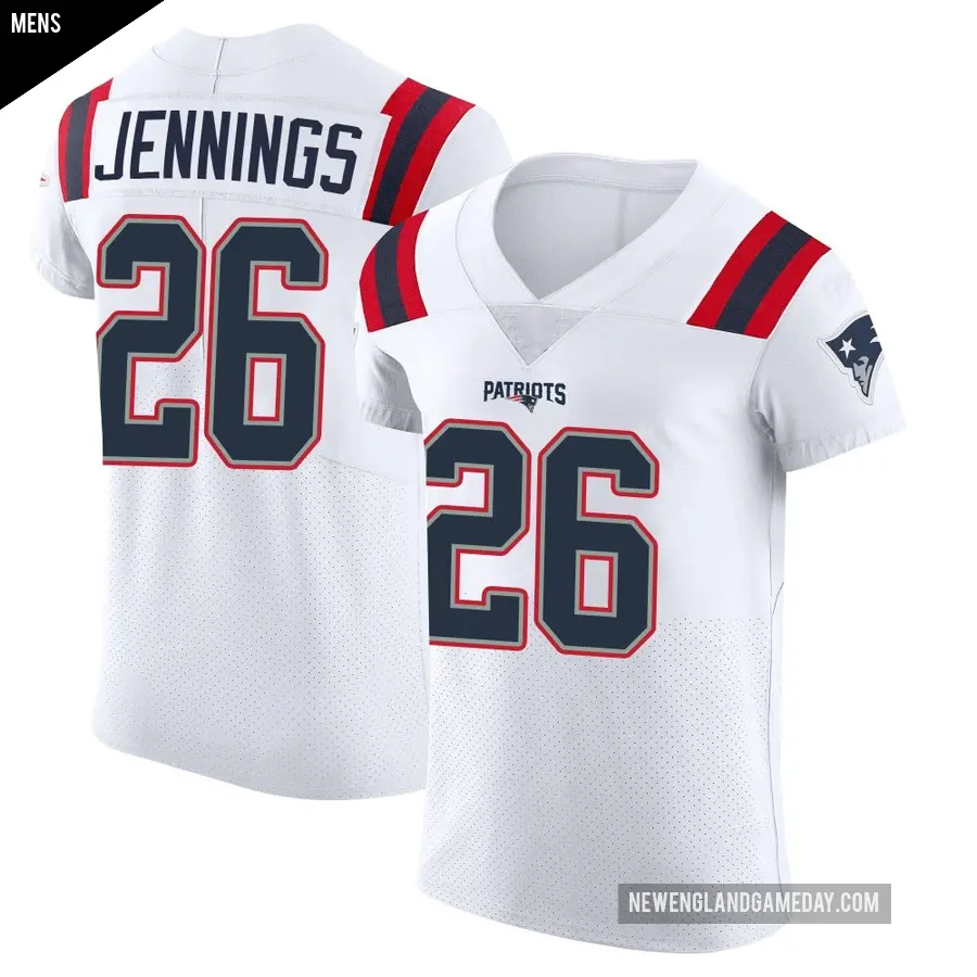 Men's New England Patriots ＃26 Terrell Jennings White Elite Vapor Untouchable Jersey
