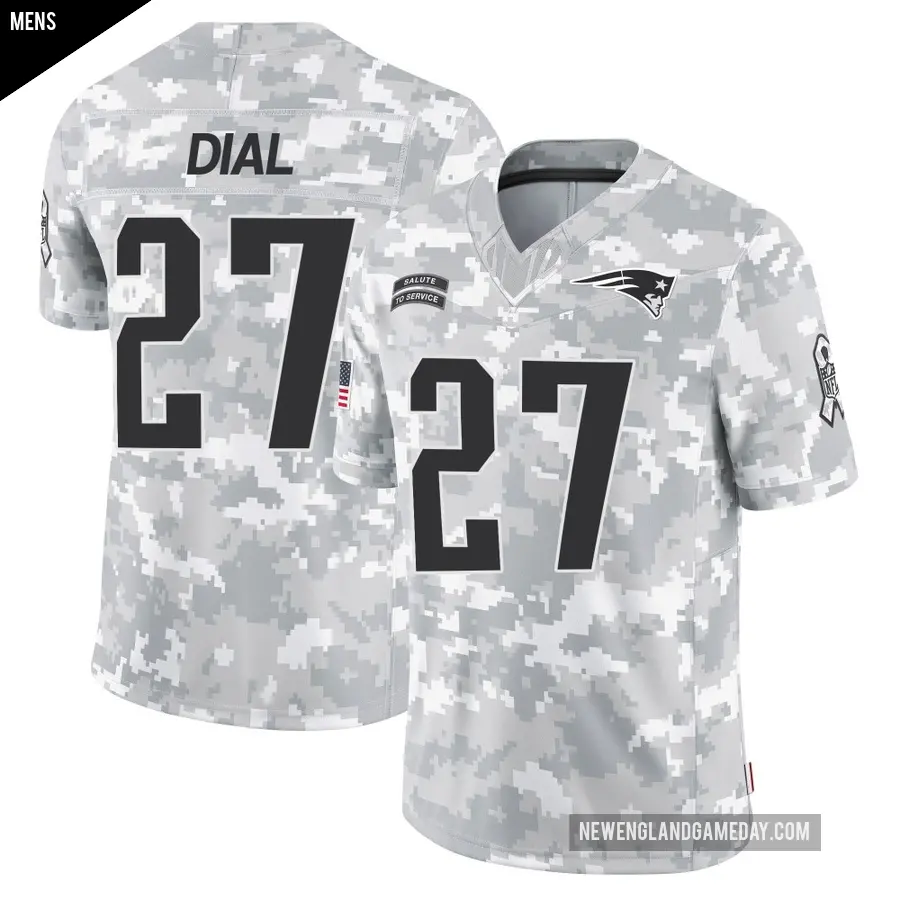 Men's New England Patriots ＃27 Marcellas Dial Jr. Arctic Camo Limited 2024 Salute to Service Jersey