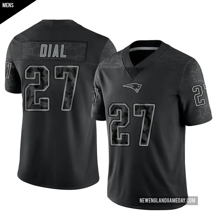 Men's New England Patriots ＃27 Marcellas Dial Jr. Black Limited Reflective Jersey
