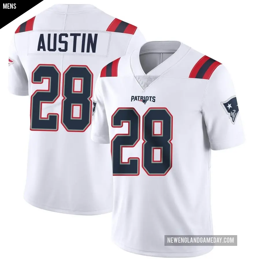 Men's New England Patriots ＃28 Alex Austin White Limited Vapor Untouchable Jersey