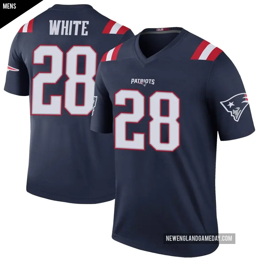Men's New England Patriots ＃28 James White Navy Legend Color Rush Jersey