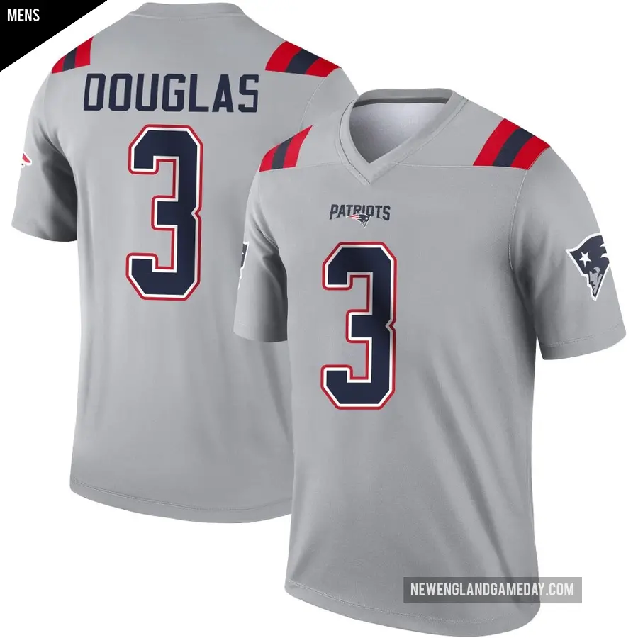 Men's New England Patriots ＃3 DeMario Douglas Gray Legend Inverted Jersey