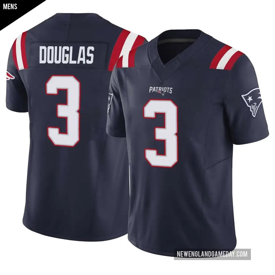 Men's New England Patriots ＃3 DeMario Douglas Navy Limited Vapor F.U.S.E. Jersey