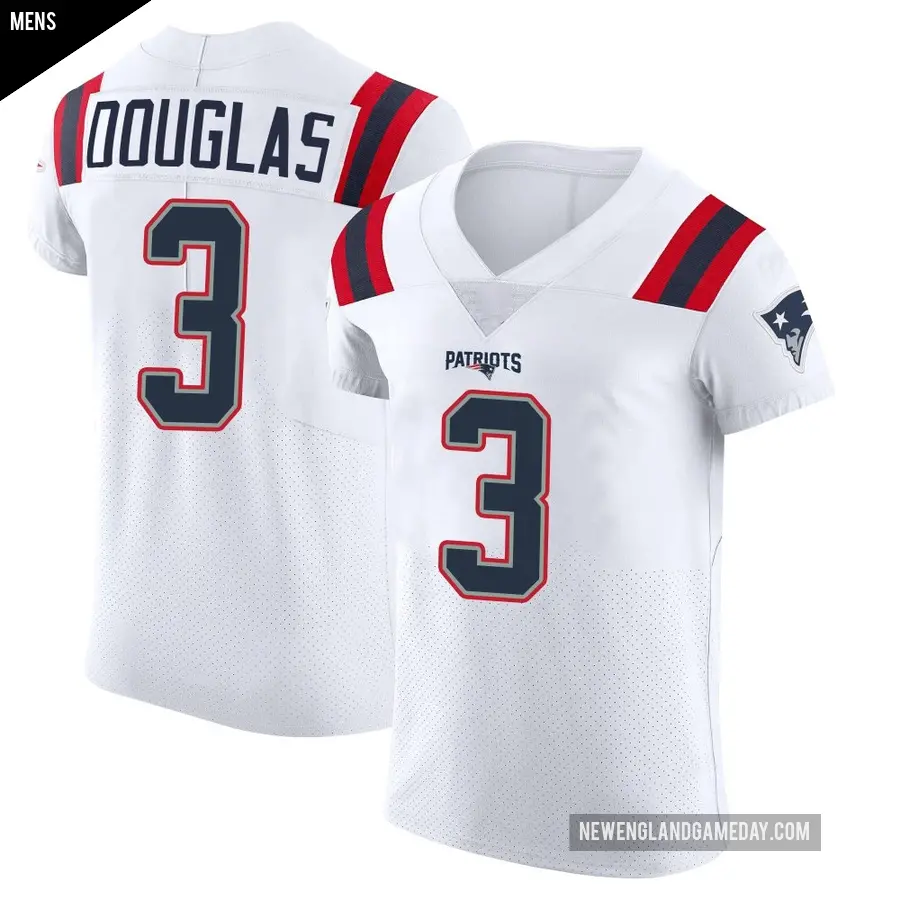 Men's New England Patriots ＃3 DeMario Douglas White Elite Vapor Untouchable Jersey