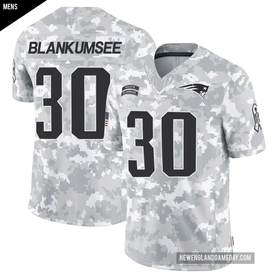 Men's New England Patriots ＃30 Demeer Blankumsee Arctic Camo Limited 2024 Salute to Service Jersey