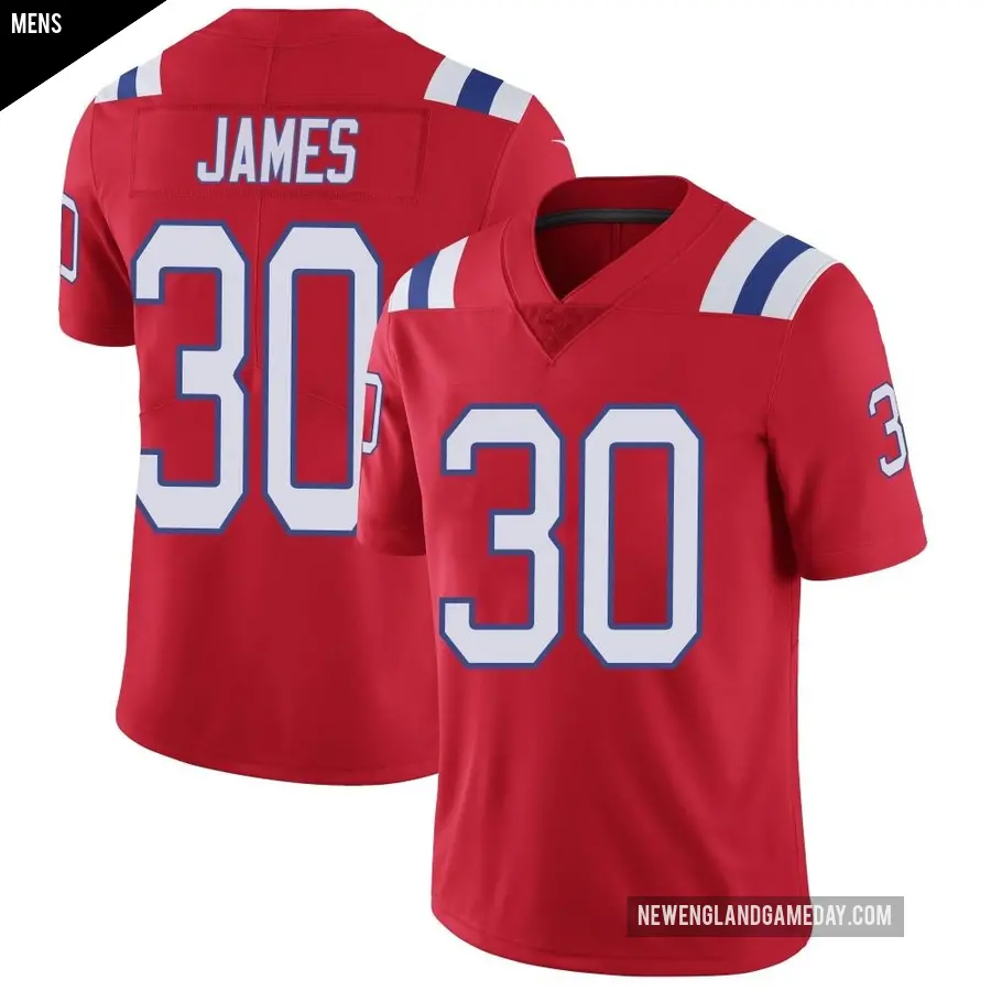 Men's New England Patriots ＃30 DJ James Red Limited Vapor Untouchable Alternate Jersey