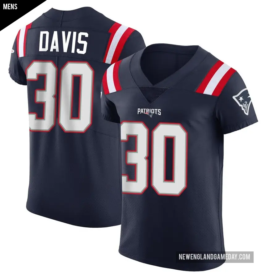 Men's New England Patriots ＃30 Tyler Davis Navy Elite Team Color Vapor Untouchable Jersey