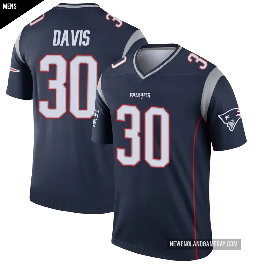Men's New England Patriots ＃30 Tyler Davis Navy Legend Jersey