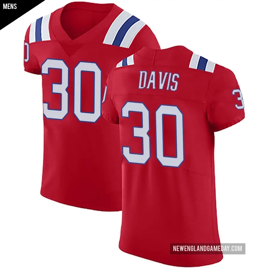 Men's New England Patriots ＃30 Tyler Davis Red Elite Vapor Untouchable Alternate Jersey