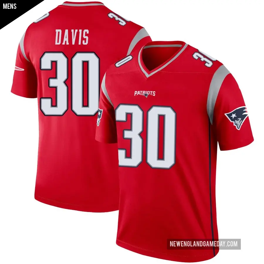 Men's New England Patriots ＃30 Tyler Davis Red Legend Inverted Jersey