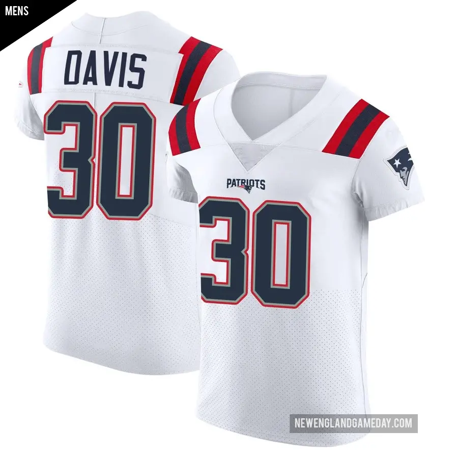 Men's New England Patriots ＃30 Tyler Davis White Elite Vapor Untouchable Jersey