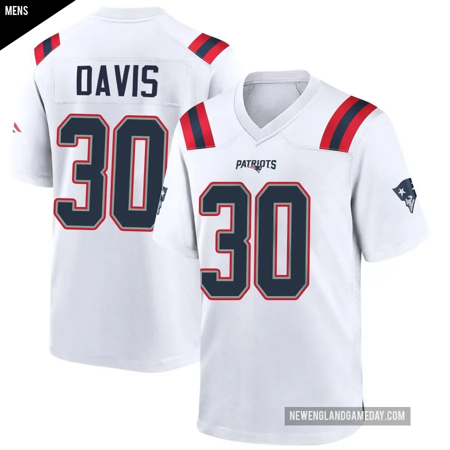 Men's New England Patriots ＃30 Tyler Davis White Game Jersey