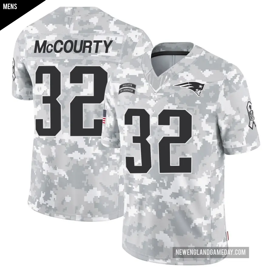 Men's New England Patriots ＃32 Devin McCourty Arctic Camo Limited 2024 Salute to Service Jersey