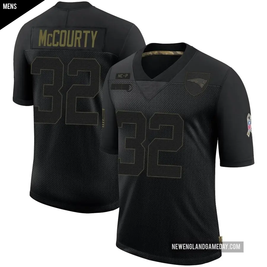 Men's New England Patriots ＃32 Devin McCourty Black Limited 2020 Salute To Service Jersey