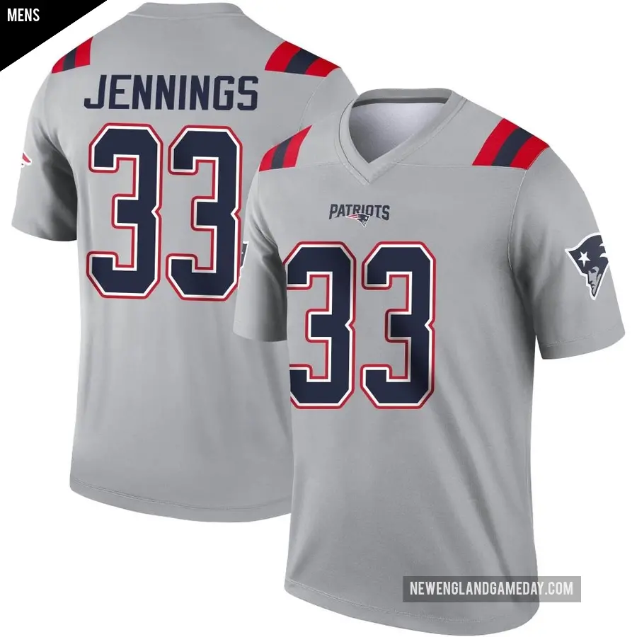 Men's New England Patriots ＃33 Anfernee Jennings Gray Legend Inverted Jersey