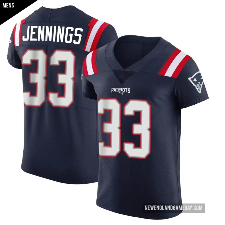 Men's New England Patriots ＃33 Anfernee Jennings Navy Elite Team Color Vapor Untouchable Jersey