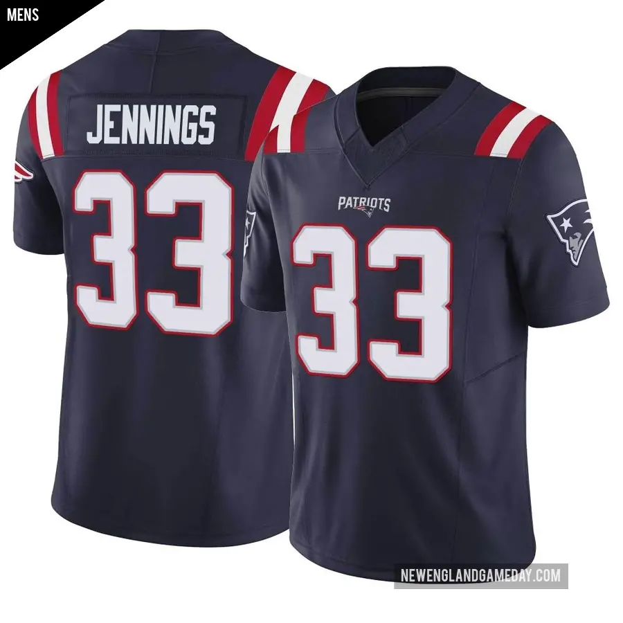 Men's New England Patriots ＃33 Anfernee Jennings Navy Limited Vapor F.U.S.E. Jersey