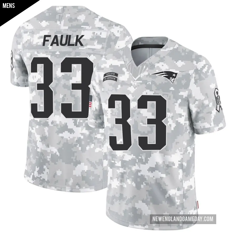 Men's New England Patriots ＃33 Kevin Faulk Arctic Camo Limited 2024 Salute to Service Jersey
