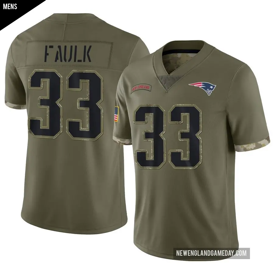 Men's New England Patriots ＃33 Kevin Faulk Olive Limited 2022 Salute To Service Jersey