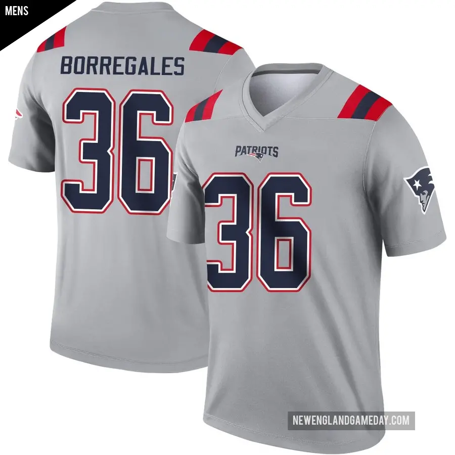Men's New England Patriots ＃36 Andy Borregales Gray Legend Inverted Jersey